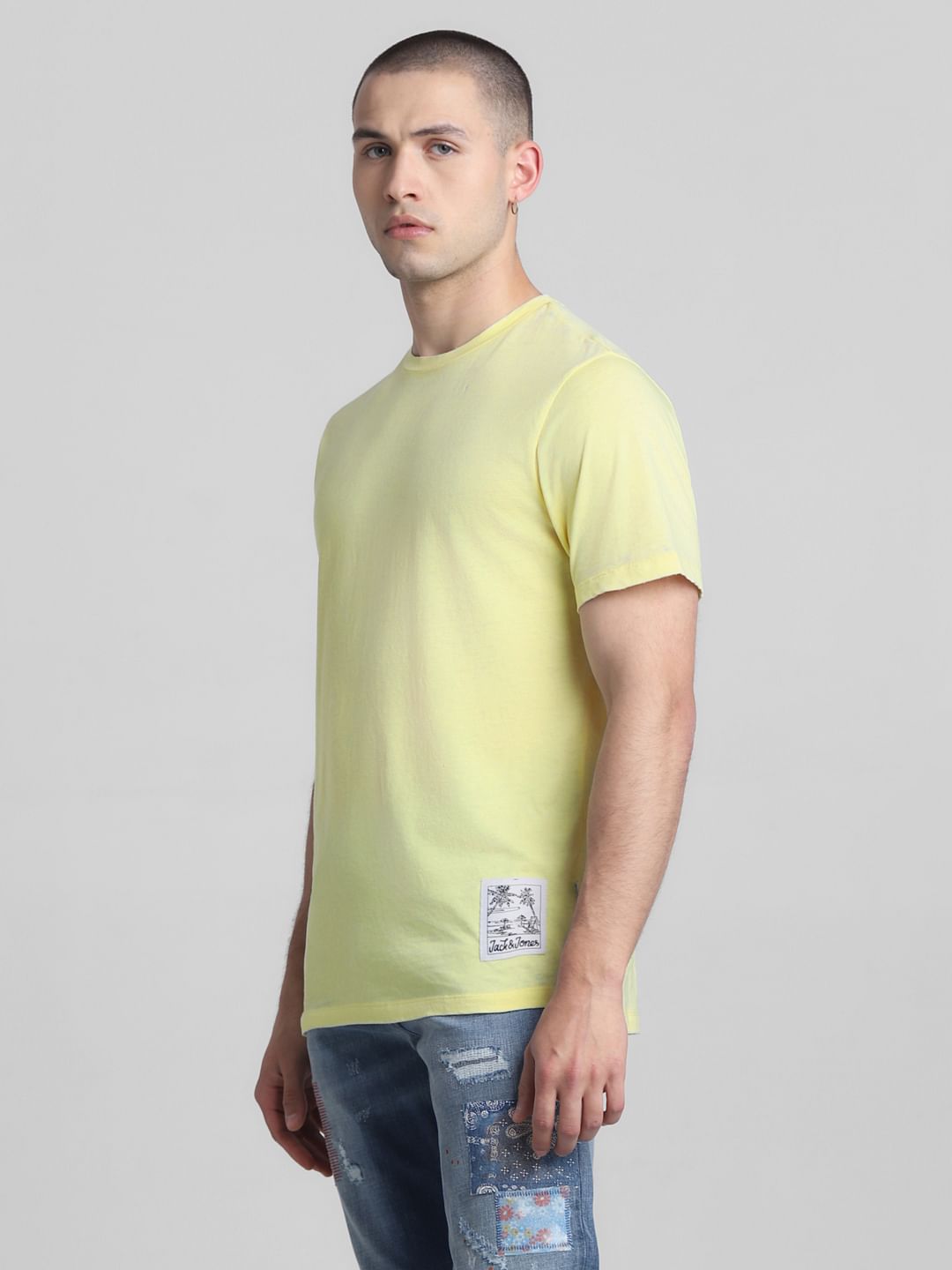 Lime Green Cotton Crew Neck T-shirt