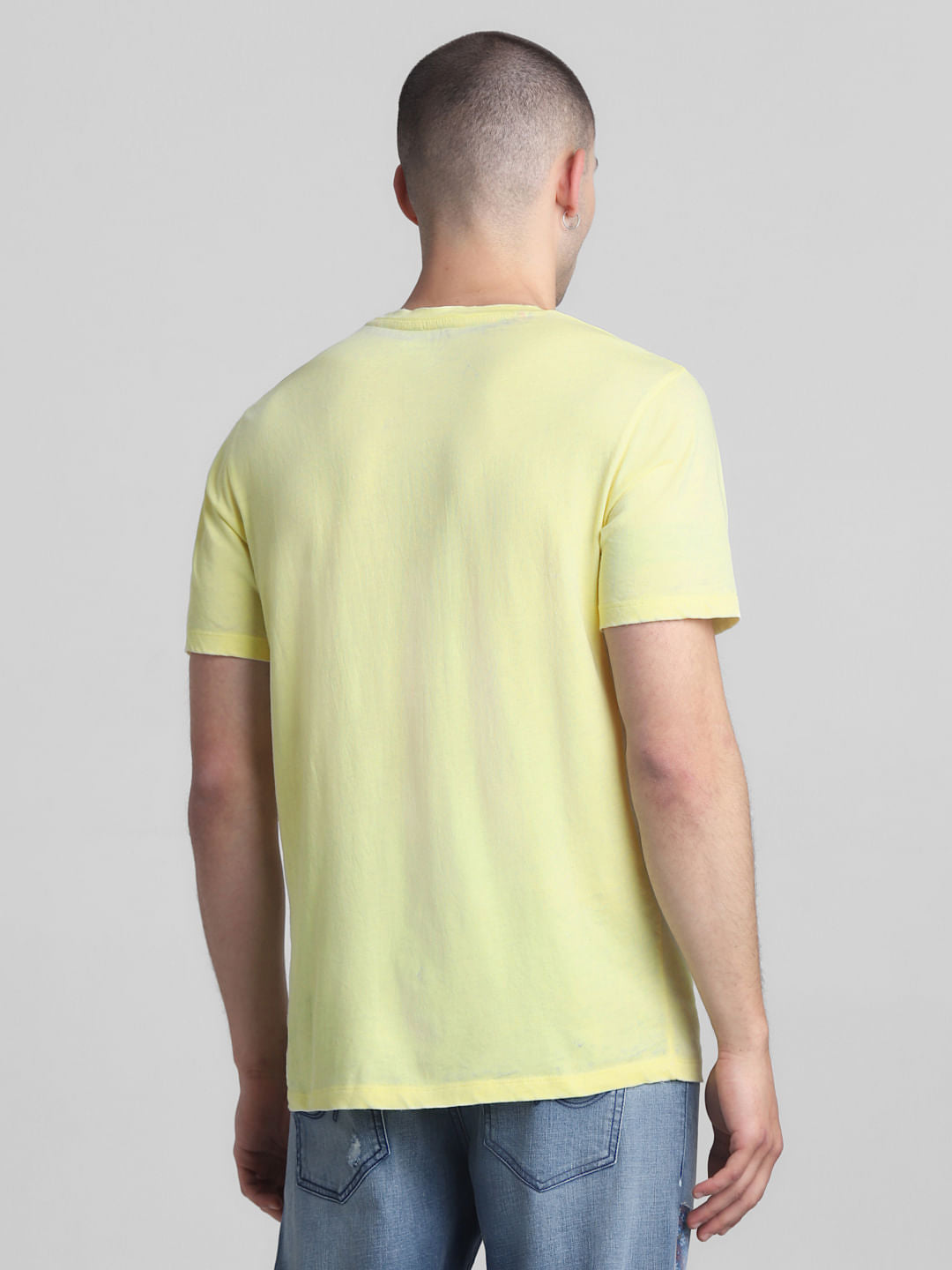 Lime Green Cotton Crew Neck T-shirt