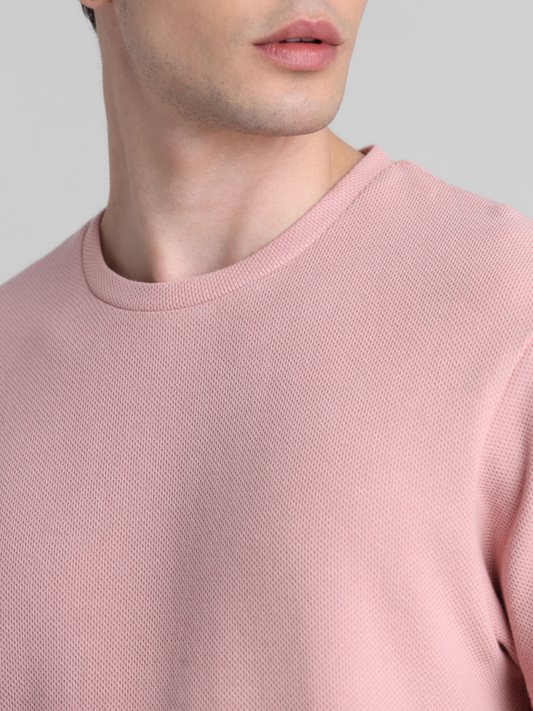 Peach Cotton Crew Neck T-shirt