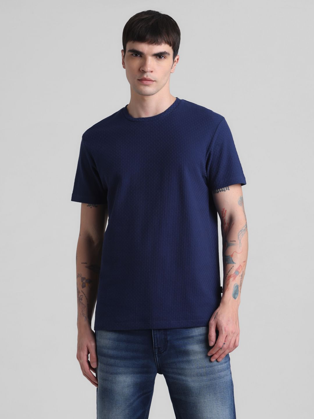 Navy Cotton Crew Neck T-shirt