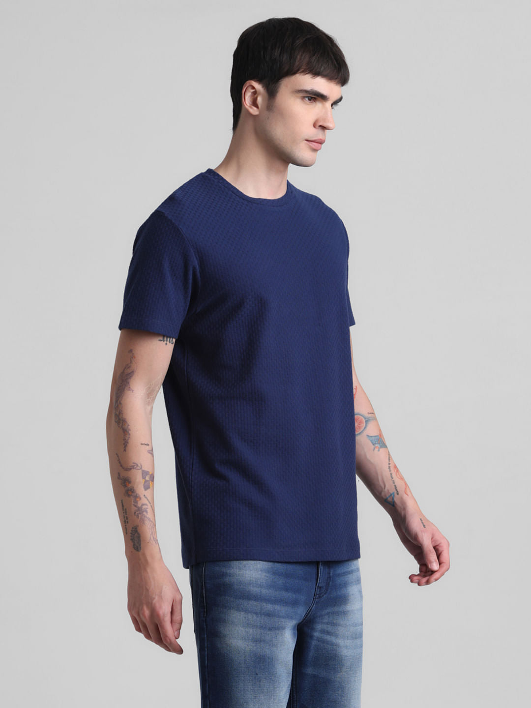 Navy Cotton Crew Neck T-shirt