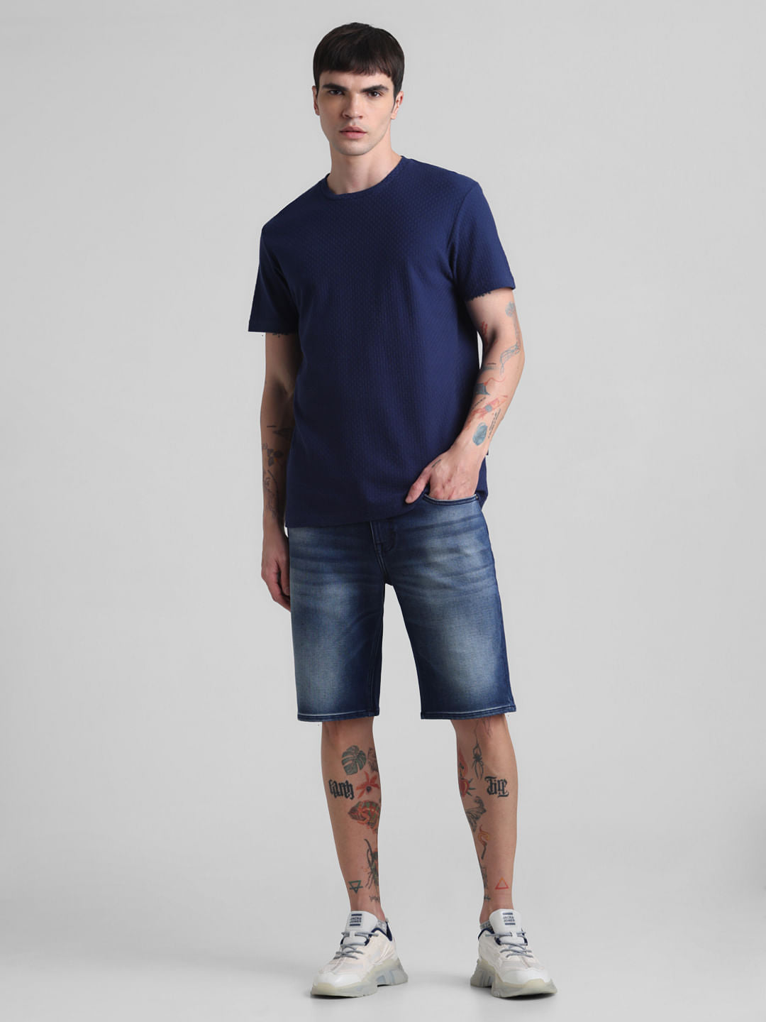 Navy Cotton Crew Neck T-shirt