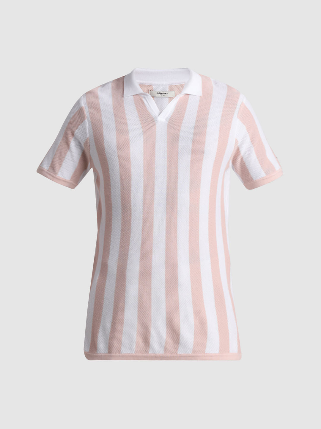 Peach Striped Knitted Polo