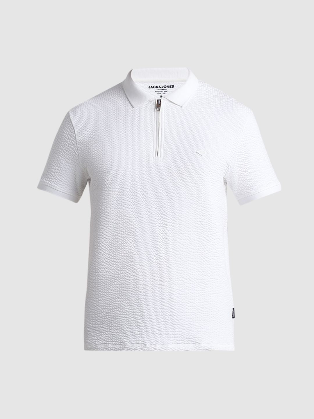 White Textured Polo T-shirt
