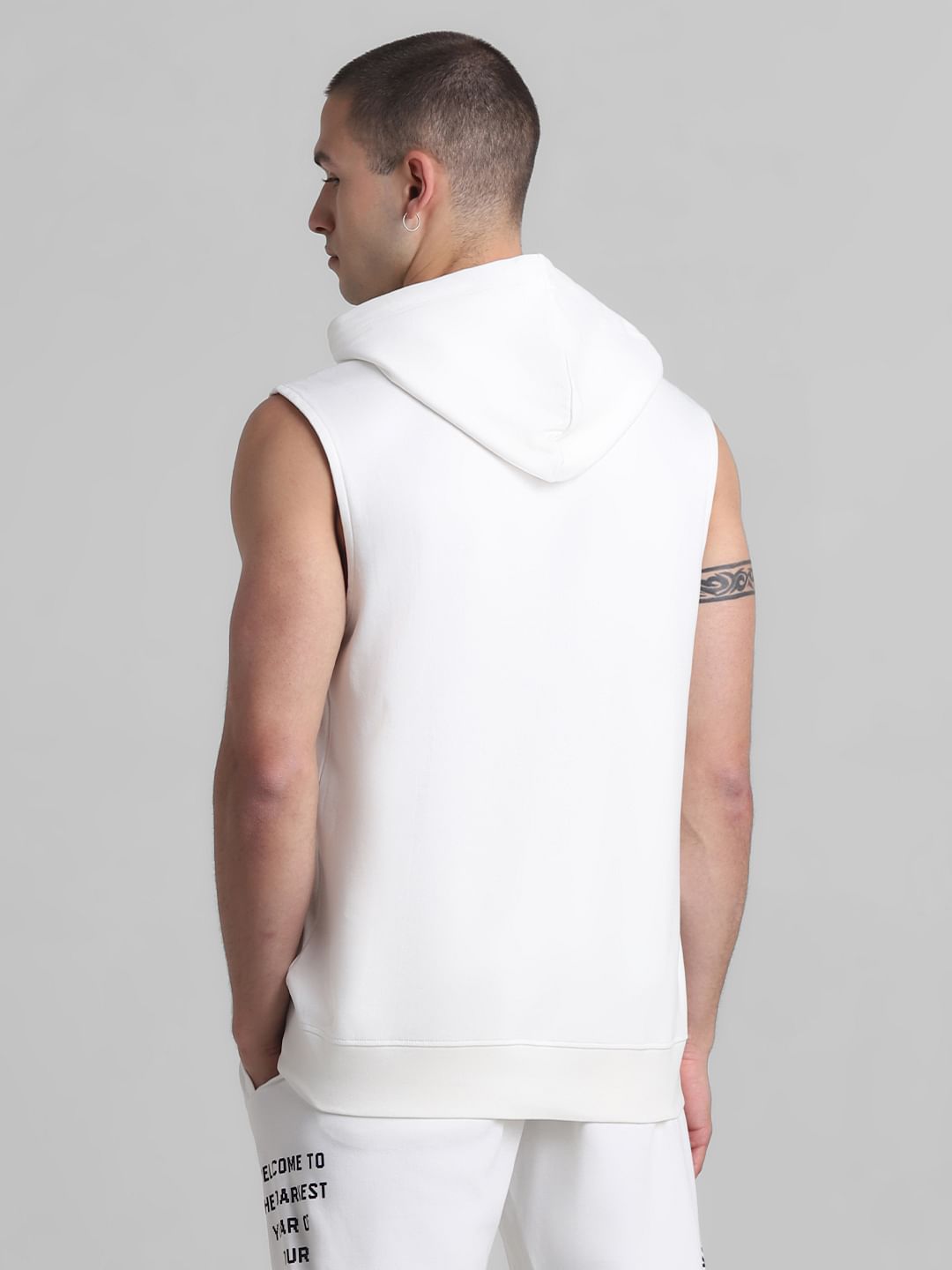 RICK & MORTY White Printed Hooded Vest