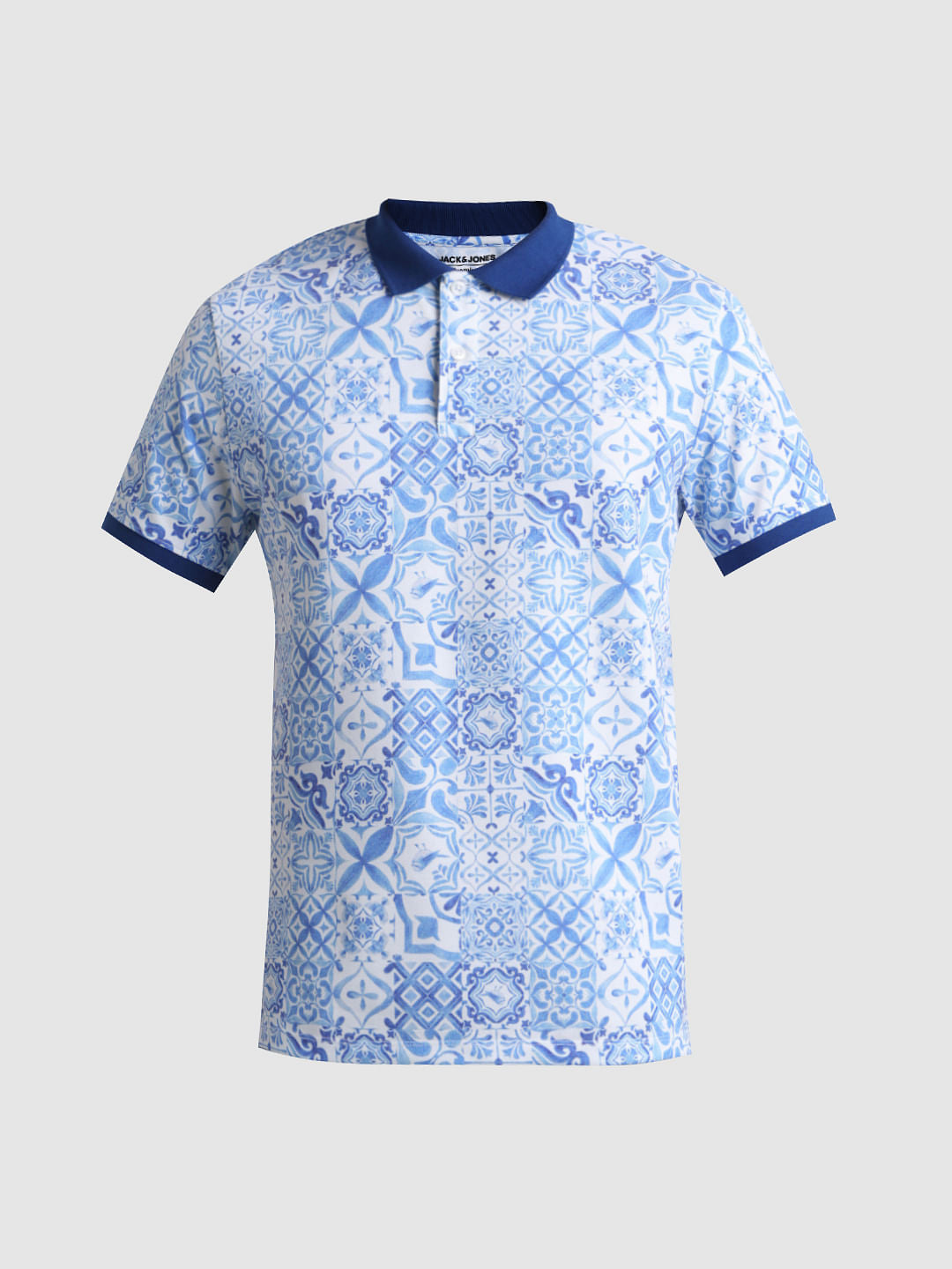 Light Blue Printed Polo T-shirt