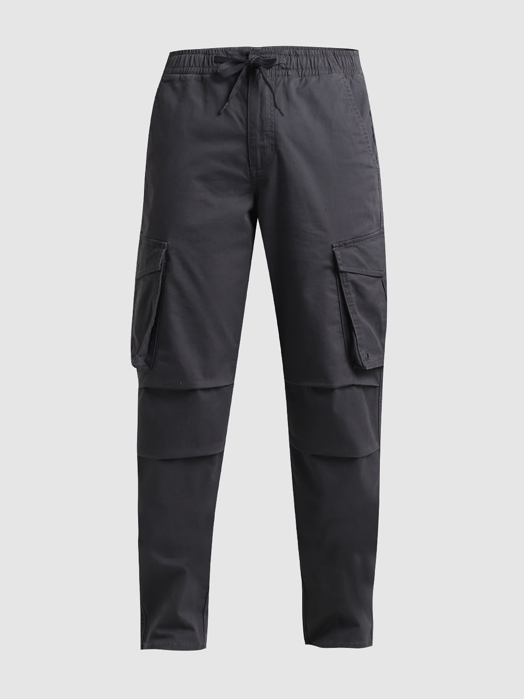 Charcoal Grey Mid Rise Cargo Pants
