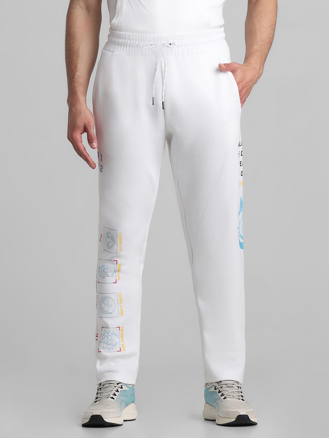 RICK & MORTY White Mid Rise Printed Sweatpants - S