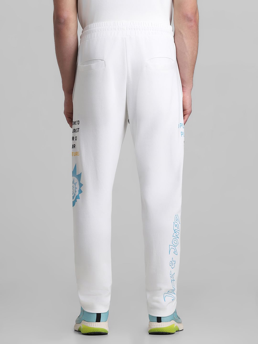 RICK & MORTY White Mid Rise Printed Sweatpants