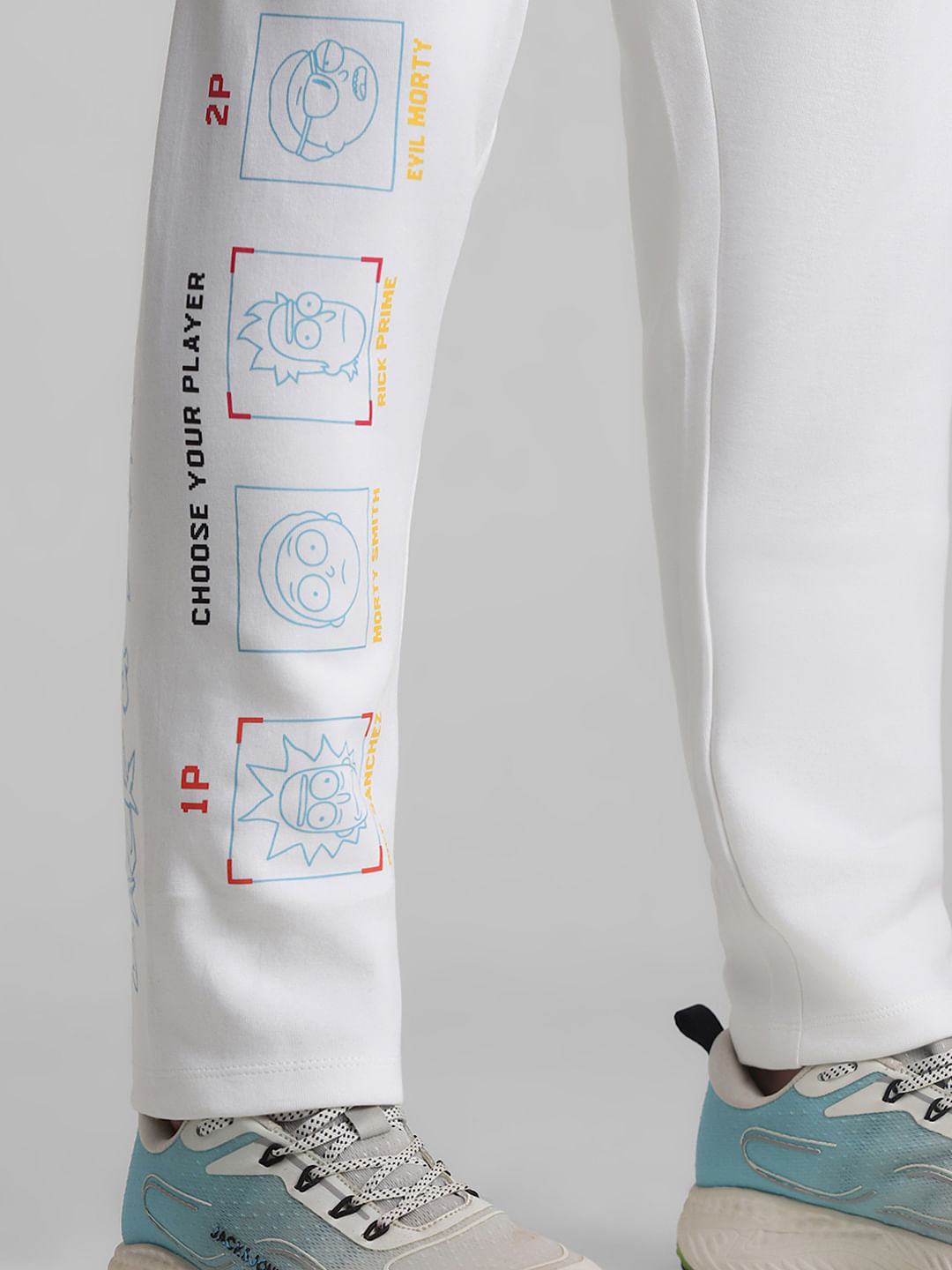 RICK & MORTY White Mid Rise Printed Sweatpants