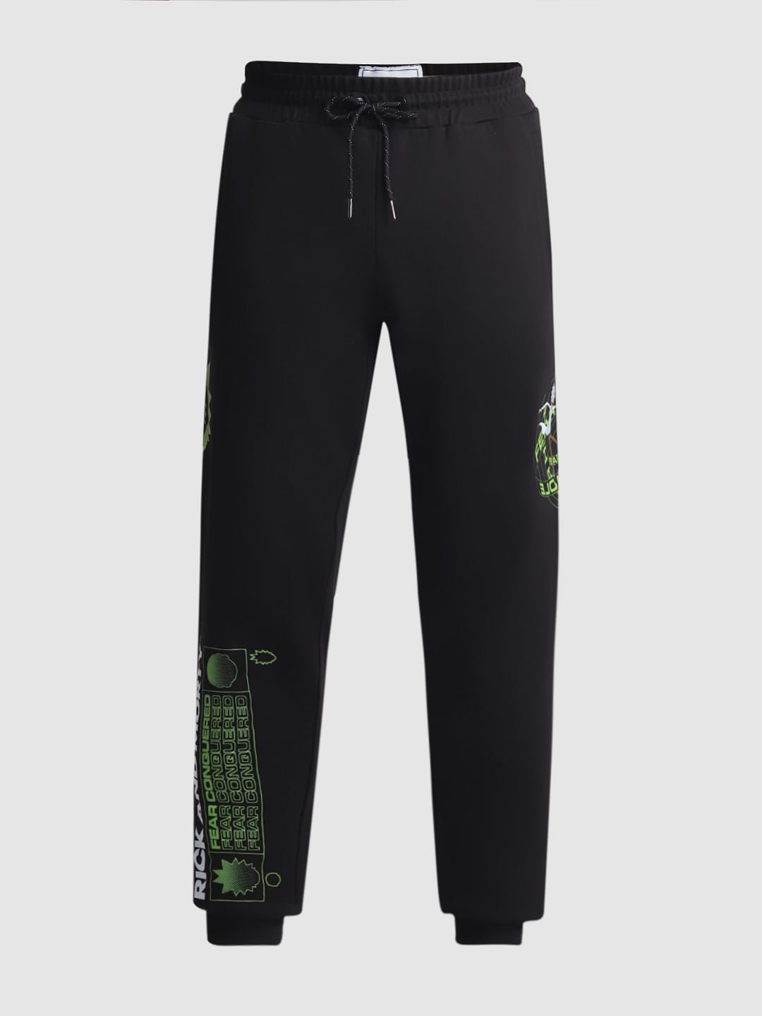 RICK & MORTY Black Mid Rise Printed Sweatpants