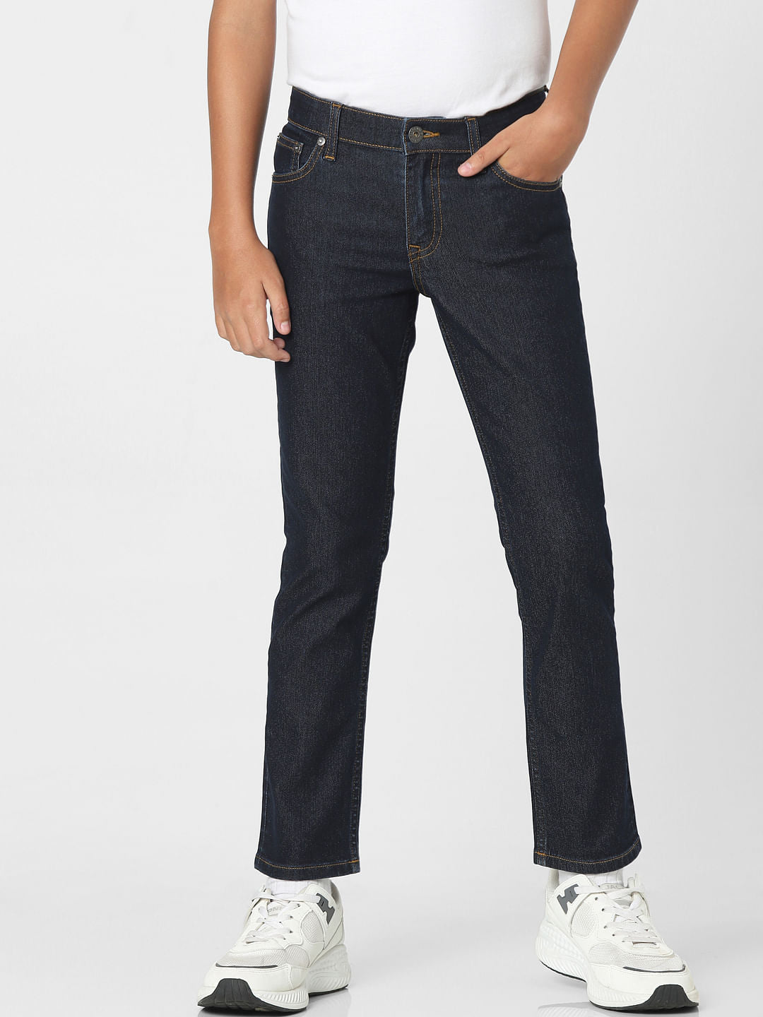 Dark Blue Mid Rise Regular Jeans