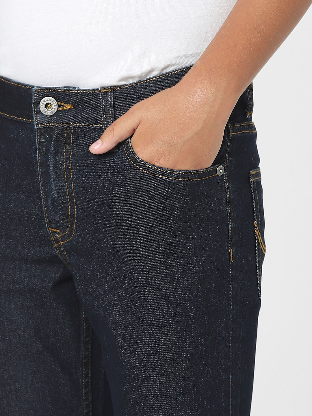 Dark Blue Mid Rise Regular Jeans