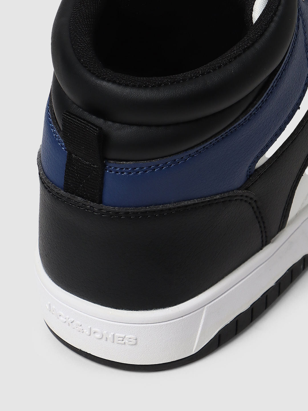 White Colourblocked Hi-Top Sneakers