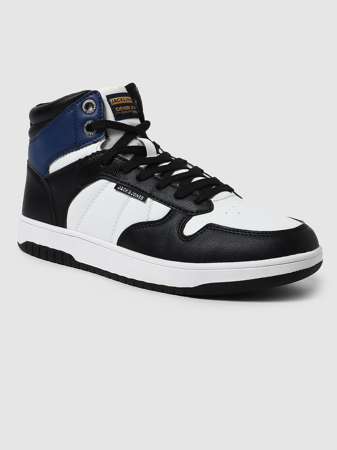 White Colourblocked Hi-Top Sneakers