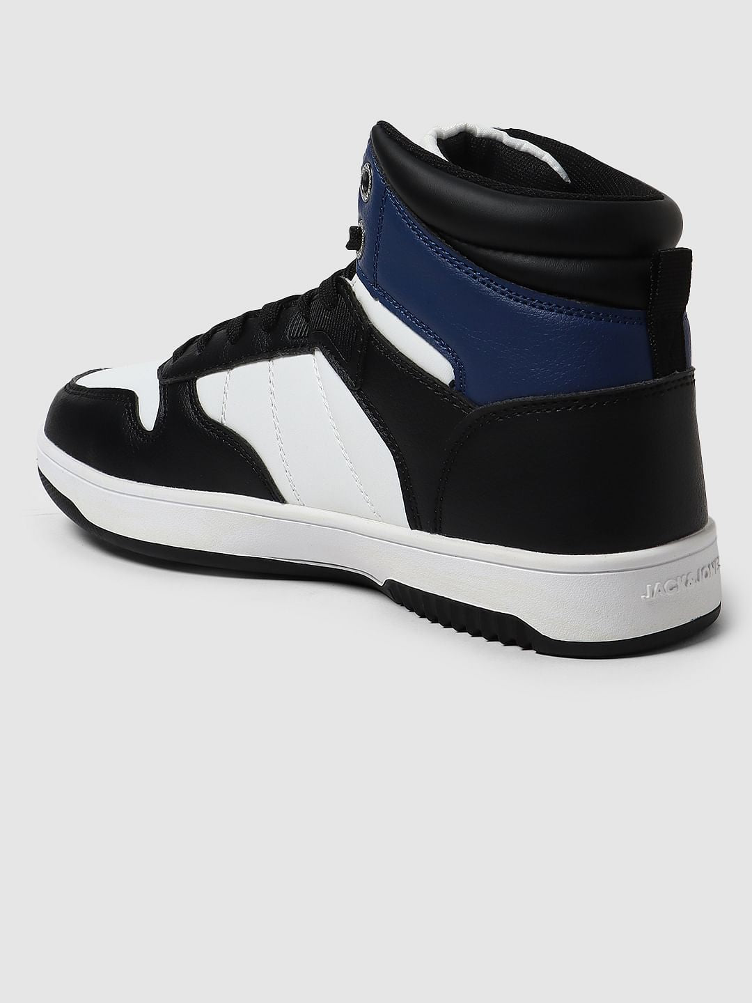 White Colourblocked Hi-Top Sneakers