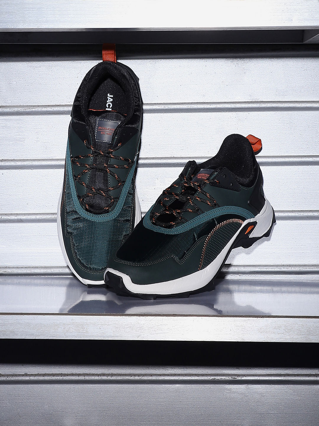 Dark Green Colourblocked Sneakers - 6