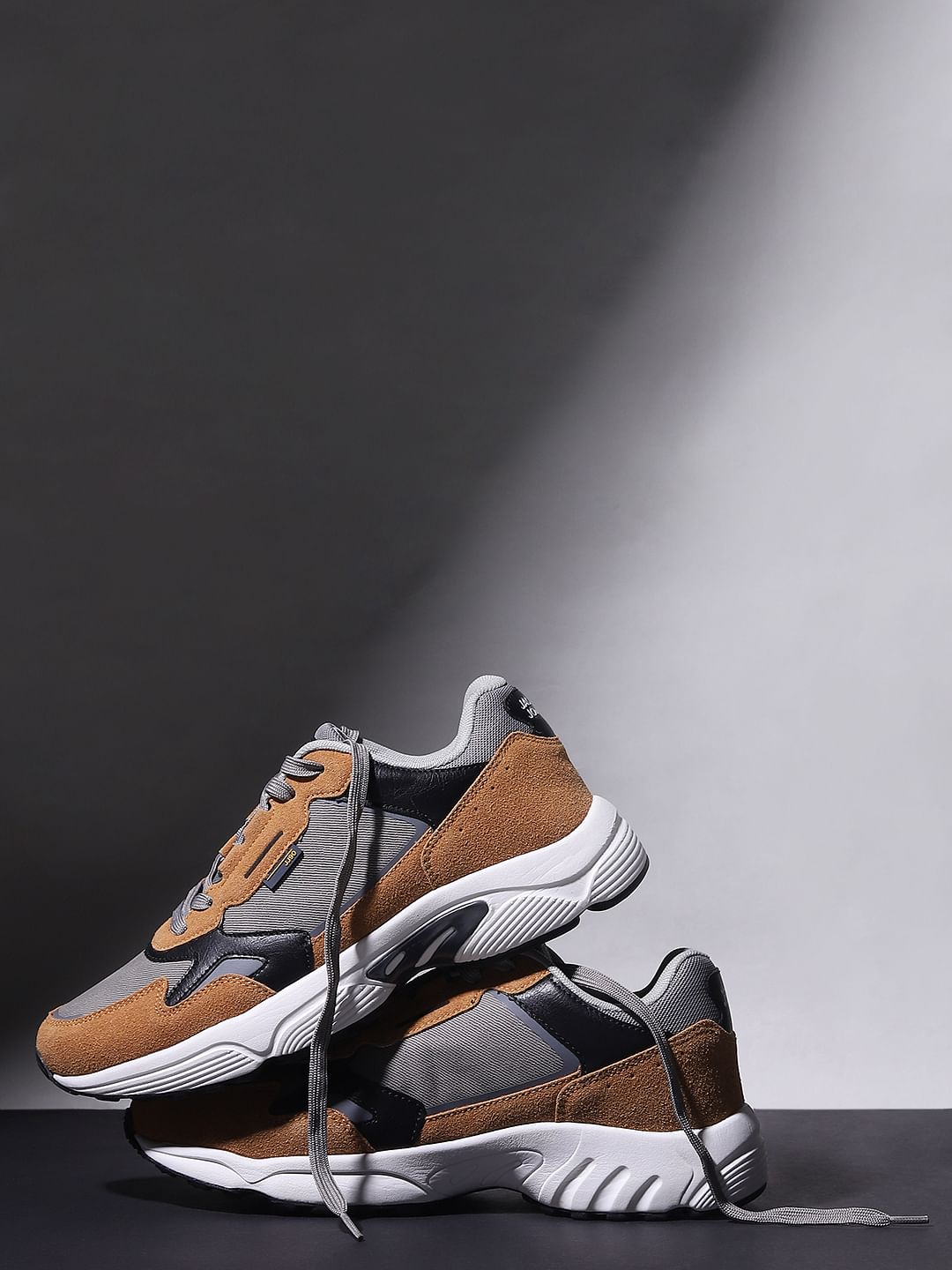 Brown Colourblocked Sneakers