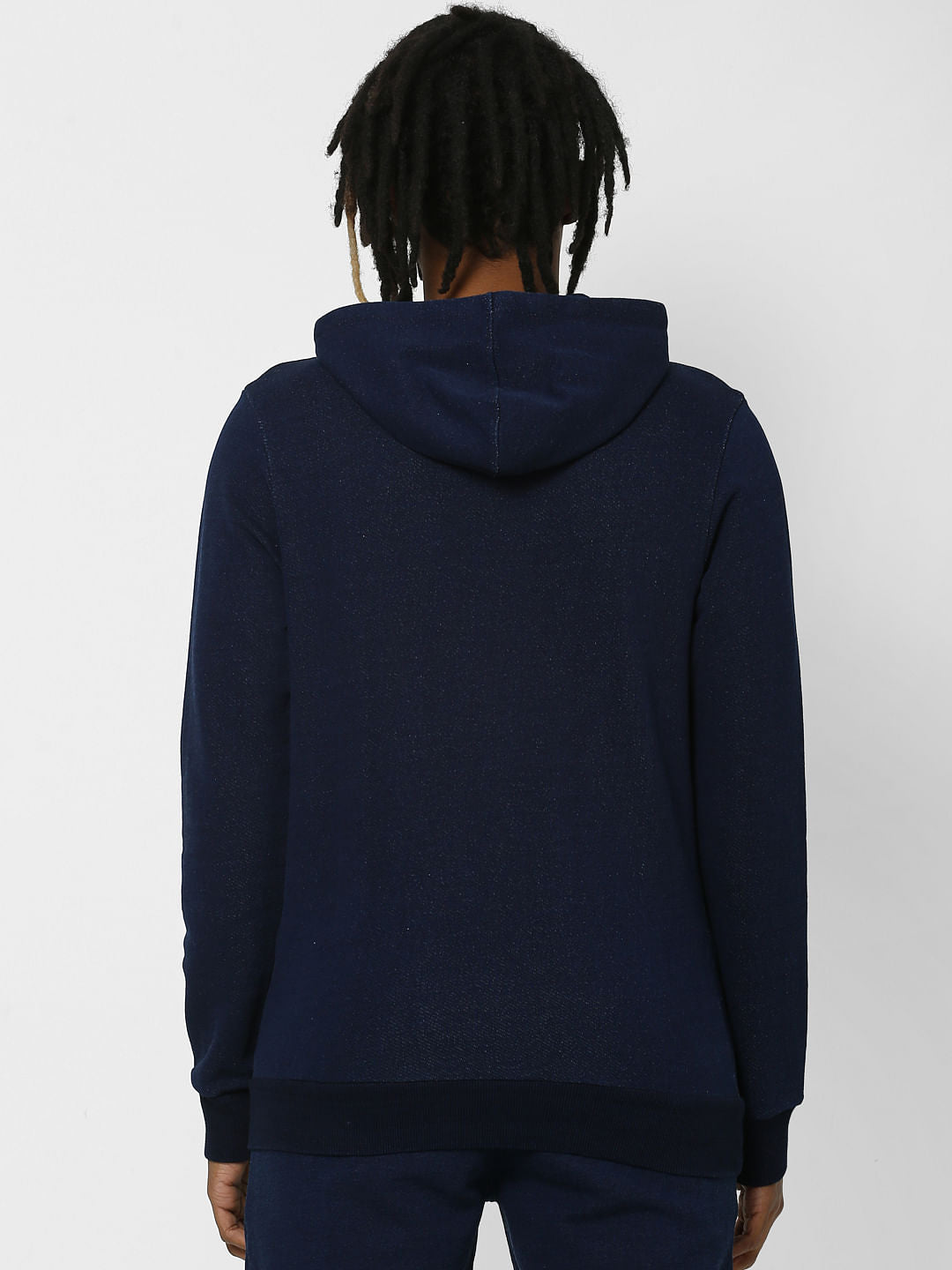 Navy Logo Print Hooded Sweatshirt