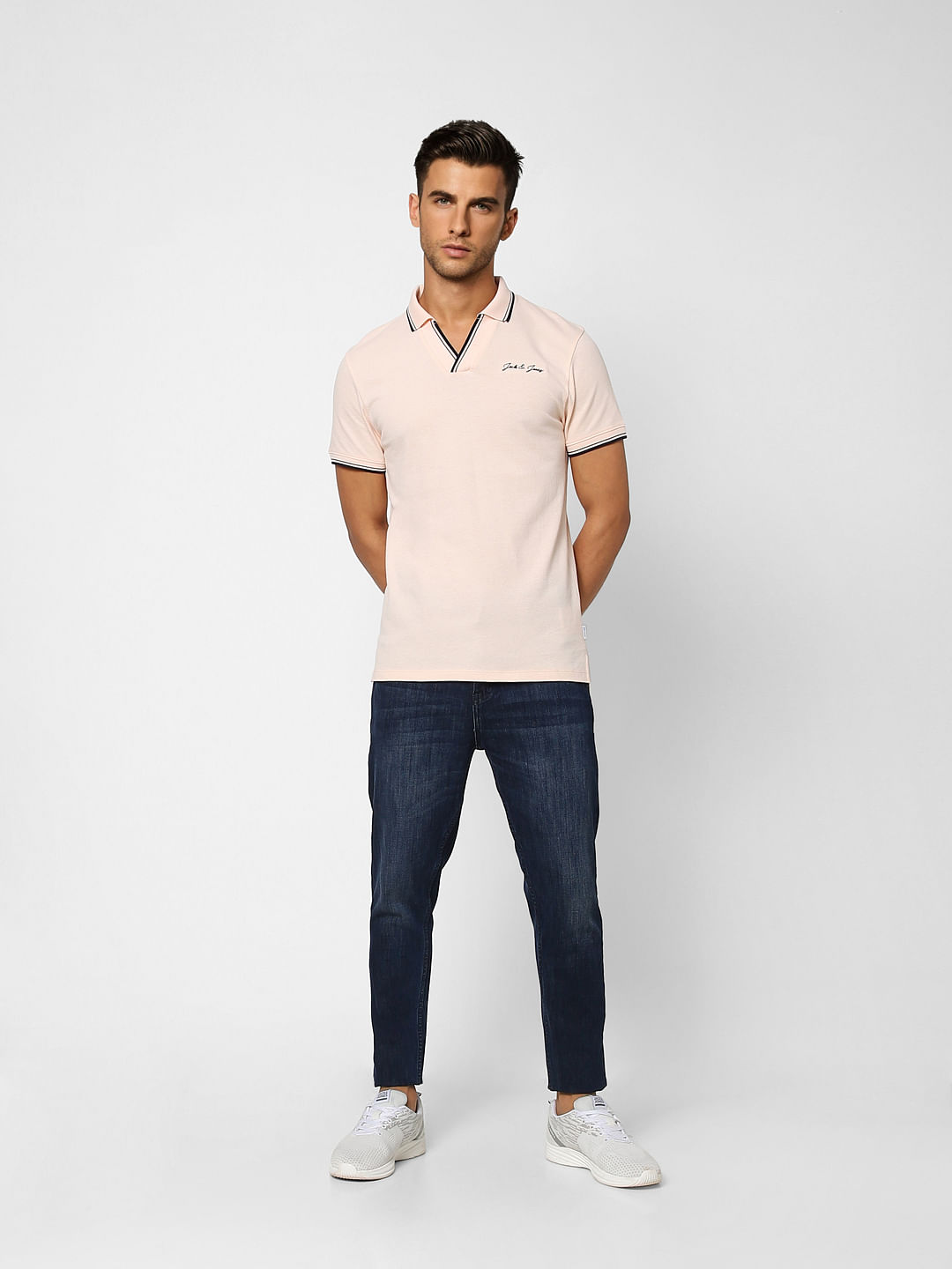 Lilac Logo Print Polo Neck T-shirt