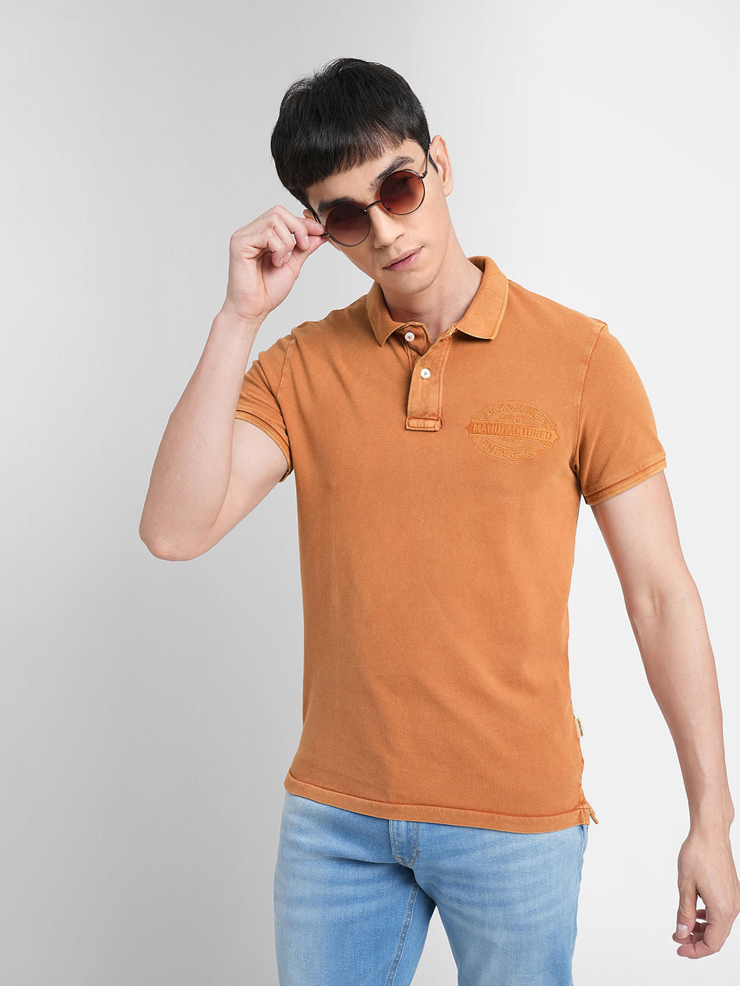 Brown Polo Neck T-shirt - S