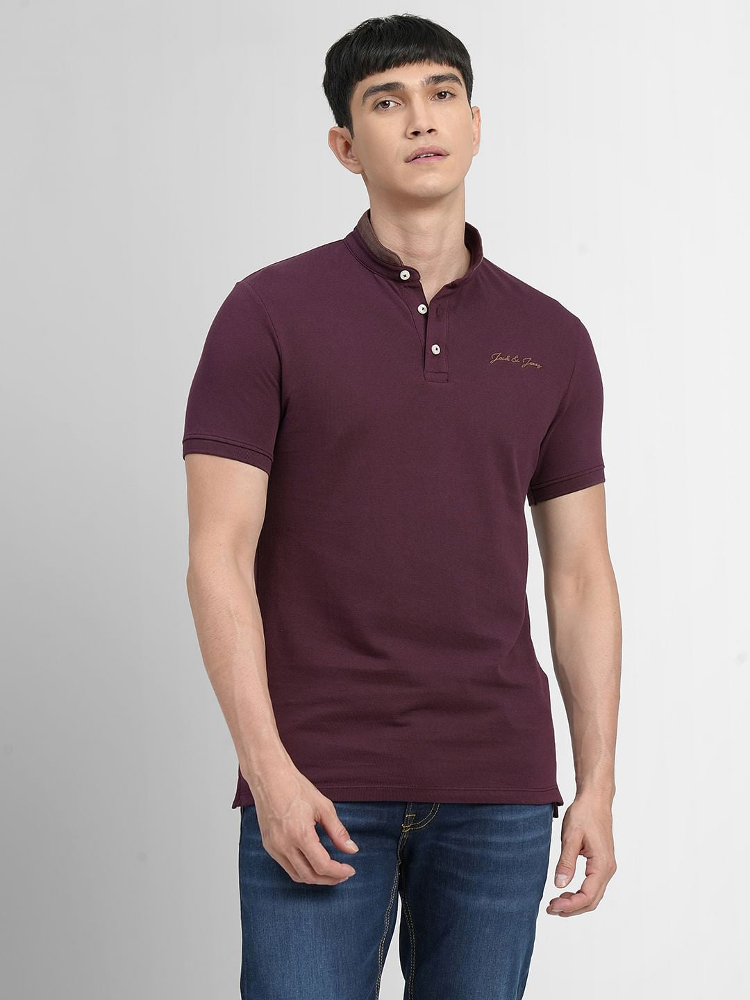 Wine Polo Neck T-shirt