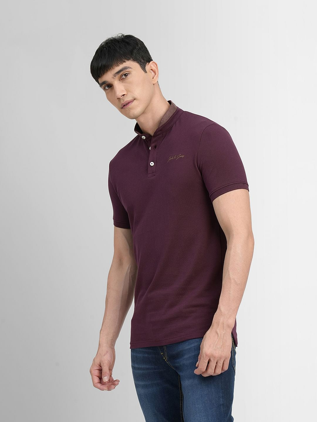 Wine Polo Neck T-shirt