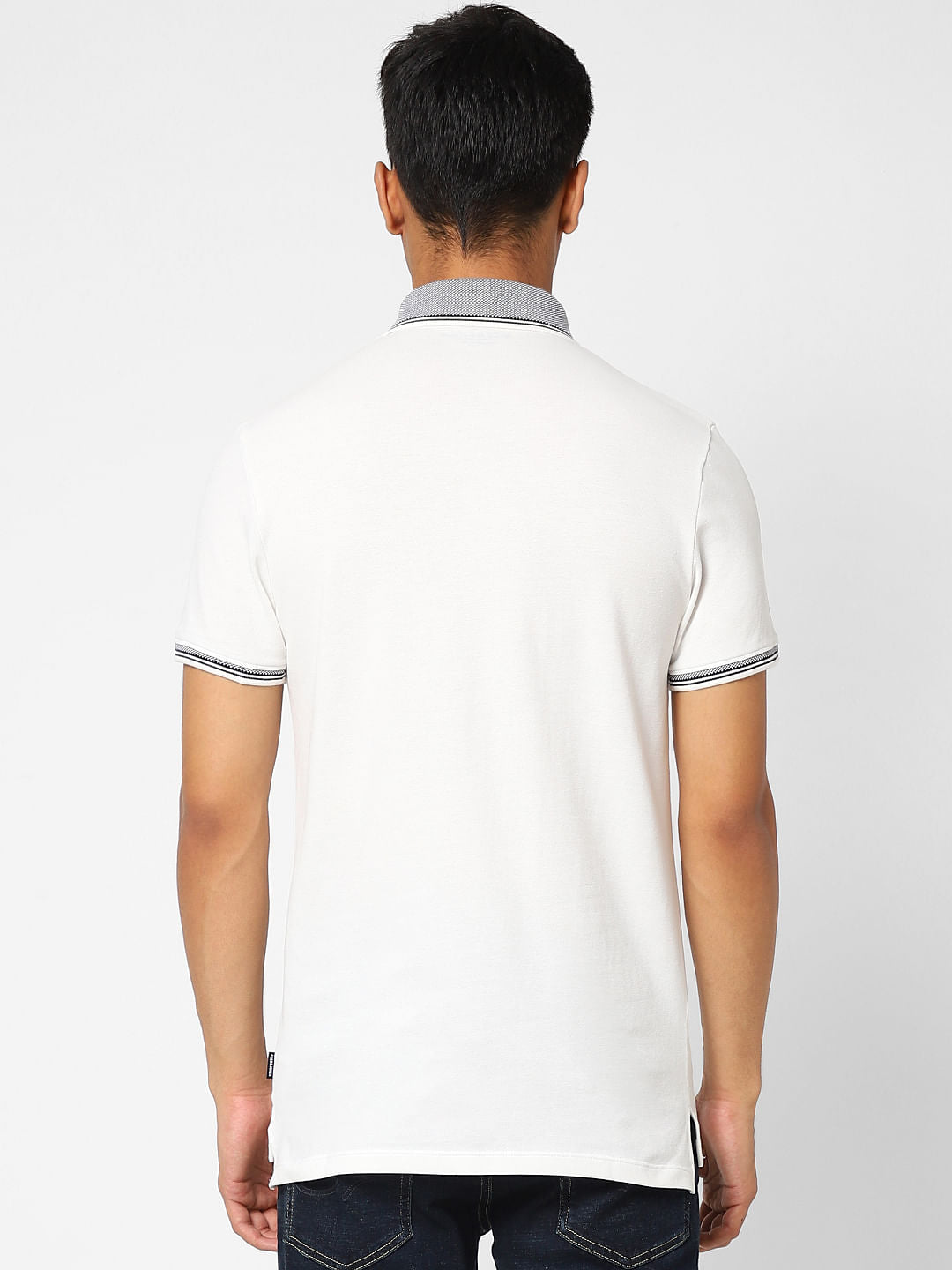 White Logo Print Polo T-shirt