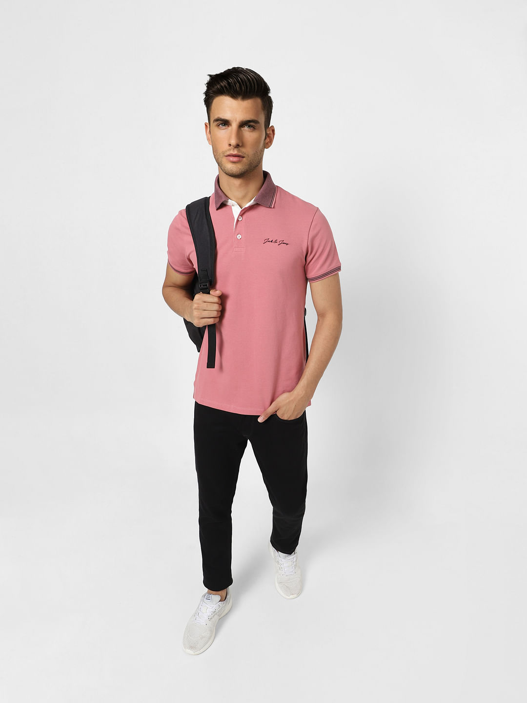 Pink Polo Neck T-shirt