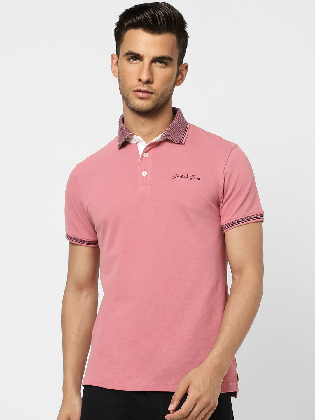 Pink Polo Neck T-shirt