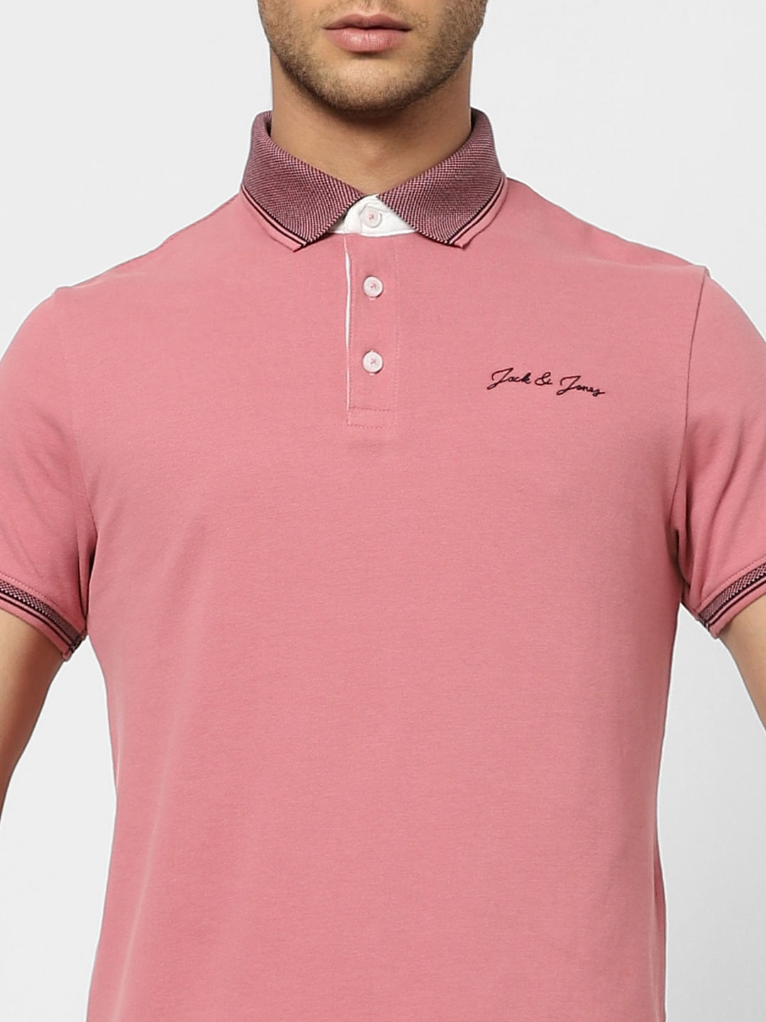 Pink Polo Neck T-shirt