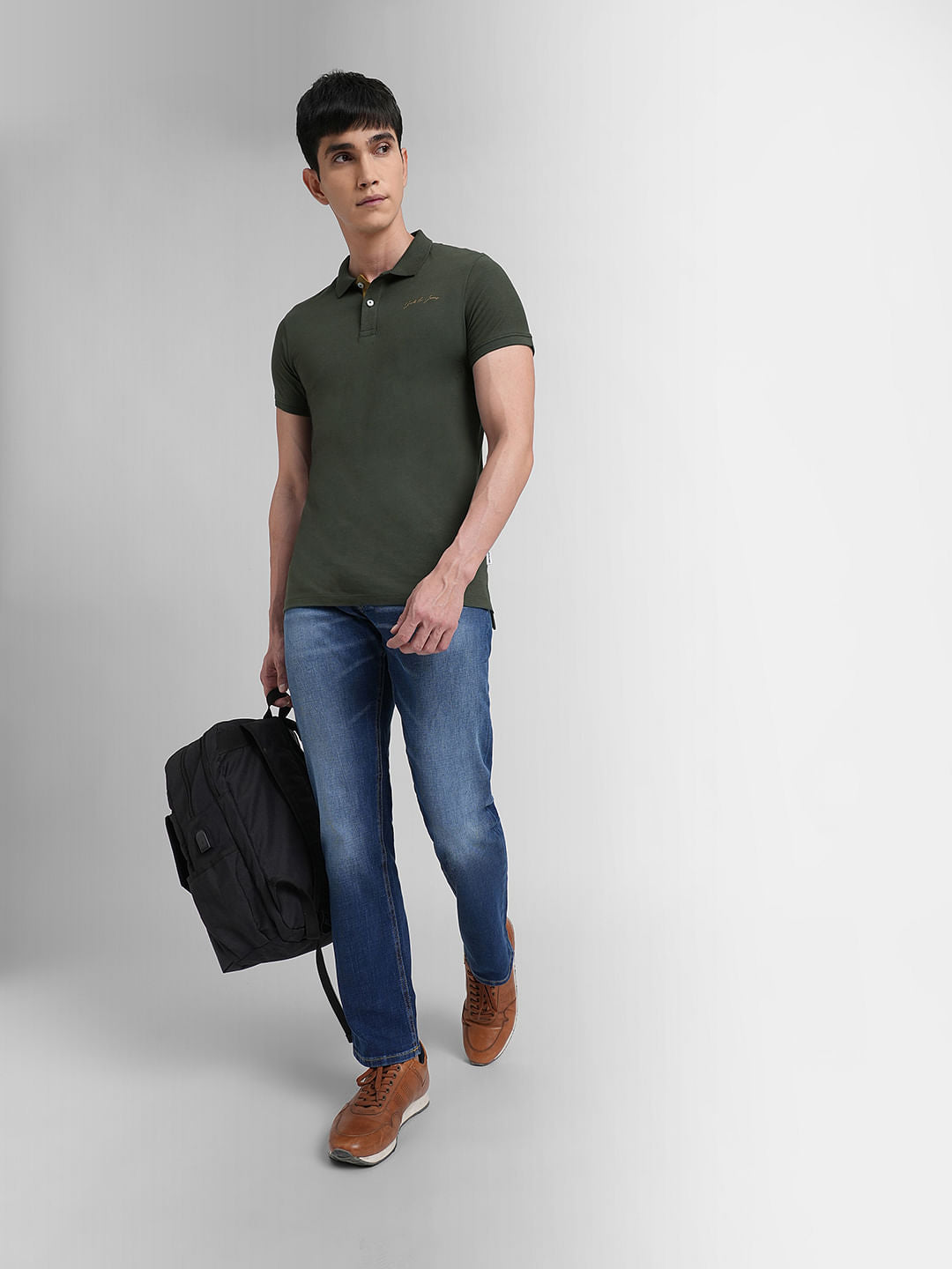 Olive Polo Neck T-shirt - S