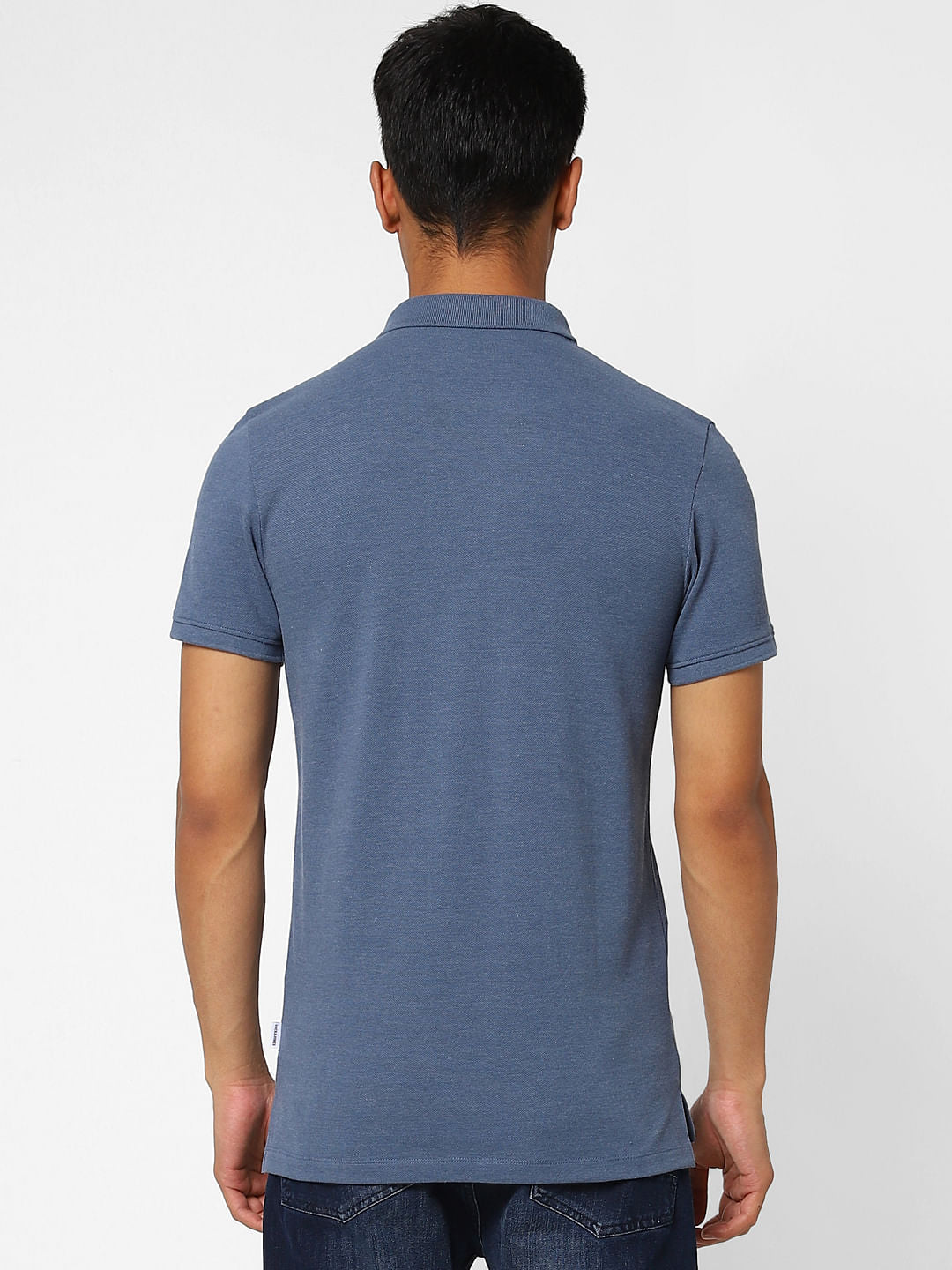 Blue Logo Print Polo T-shirt