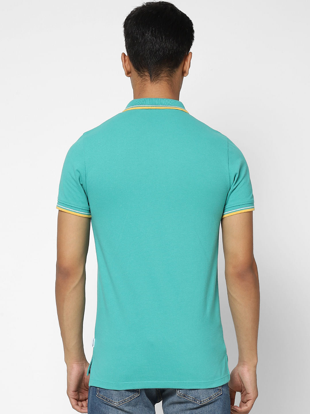 Teal Blue Logo Print Polo T-shirt