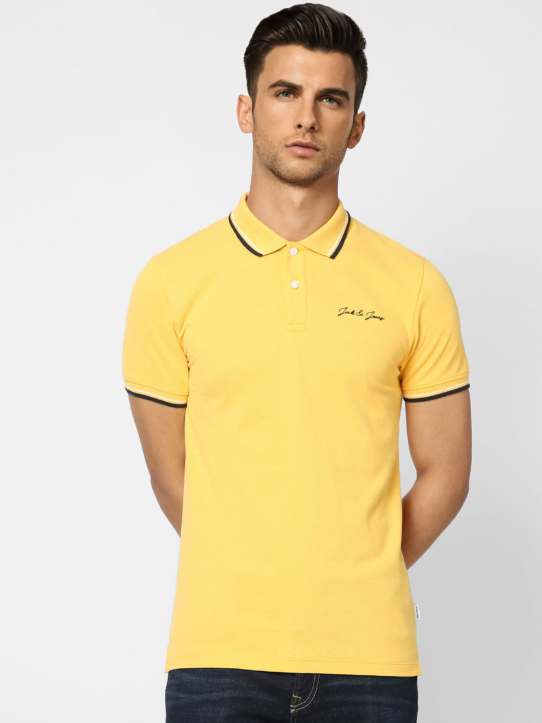 Yellow Logo Print Polo T-shirt