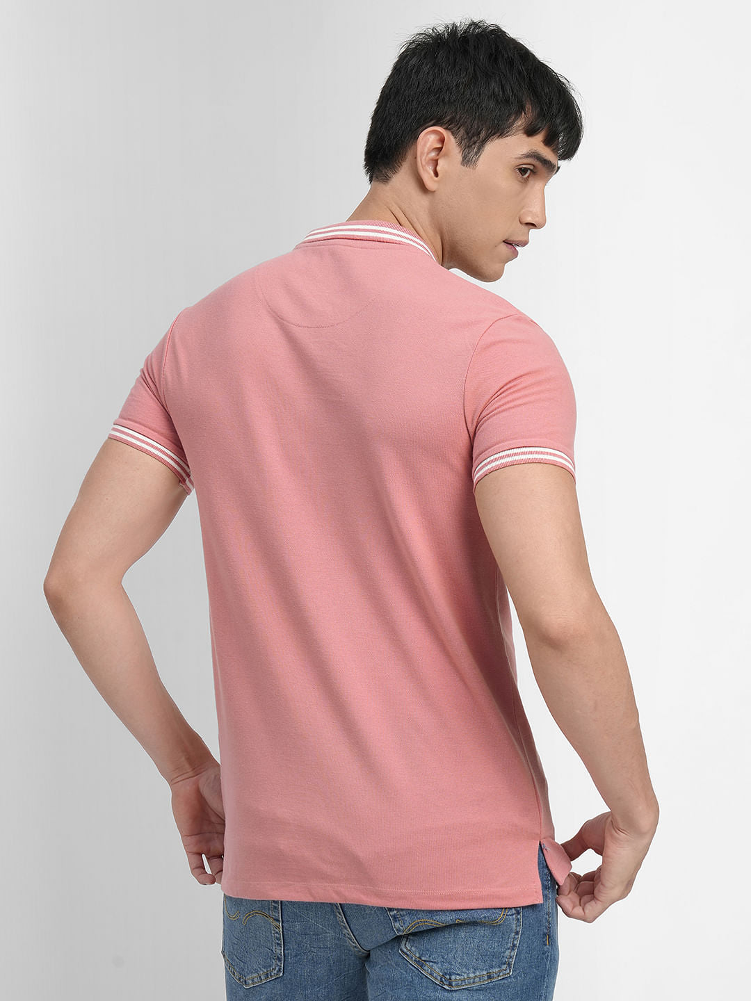 Pink Logo Print Polo T-shirt