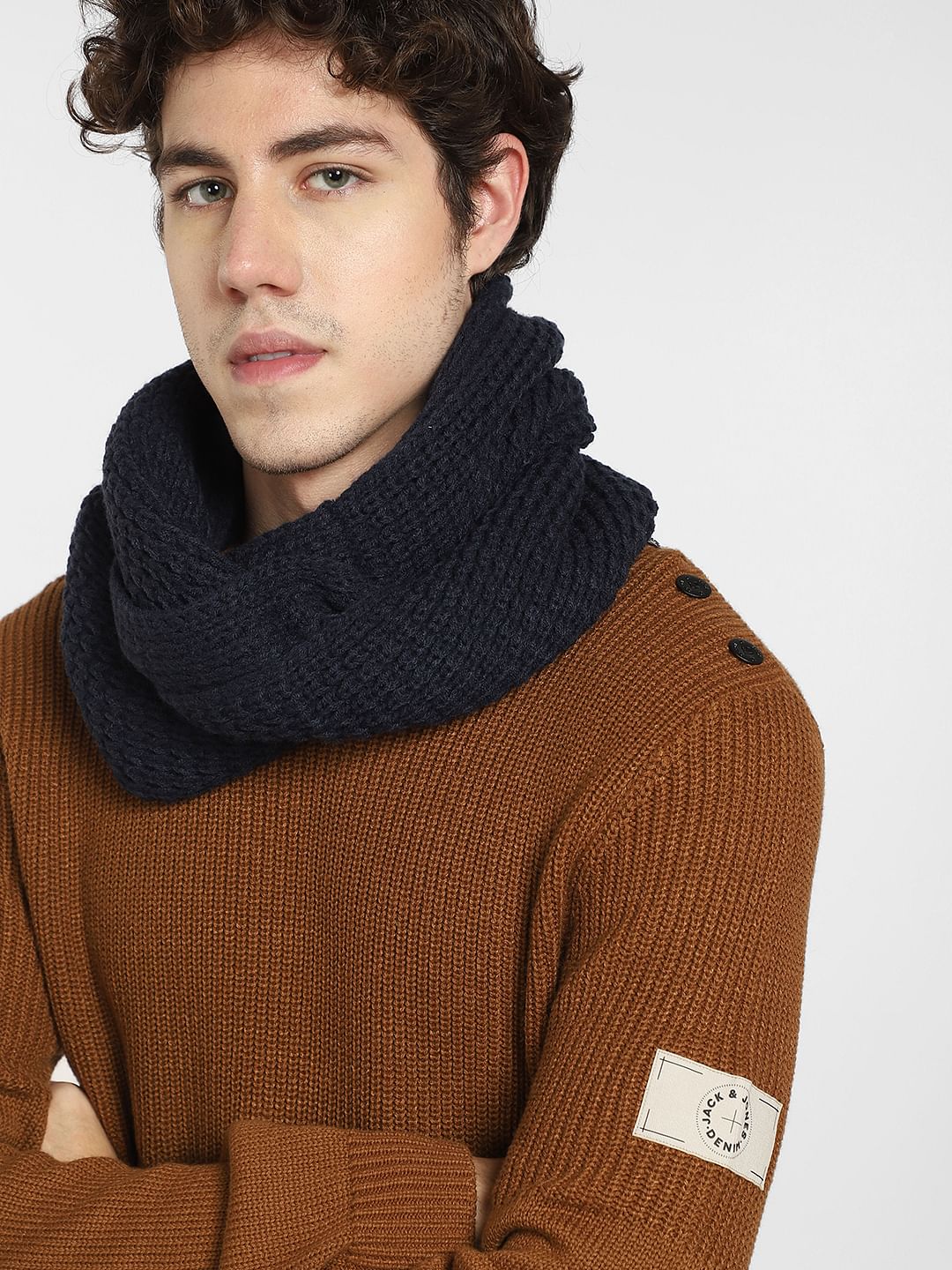 Black Knit Tube Scarf