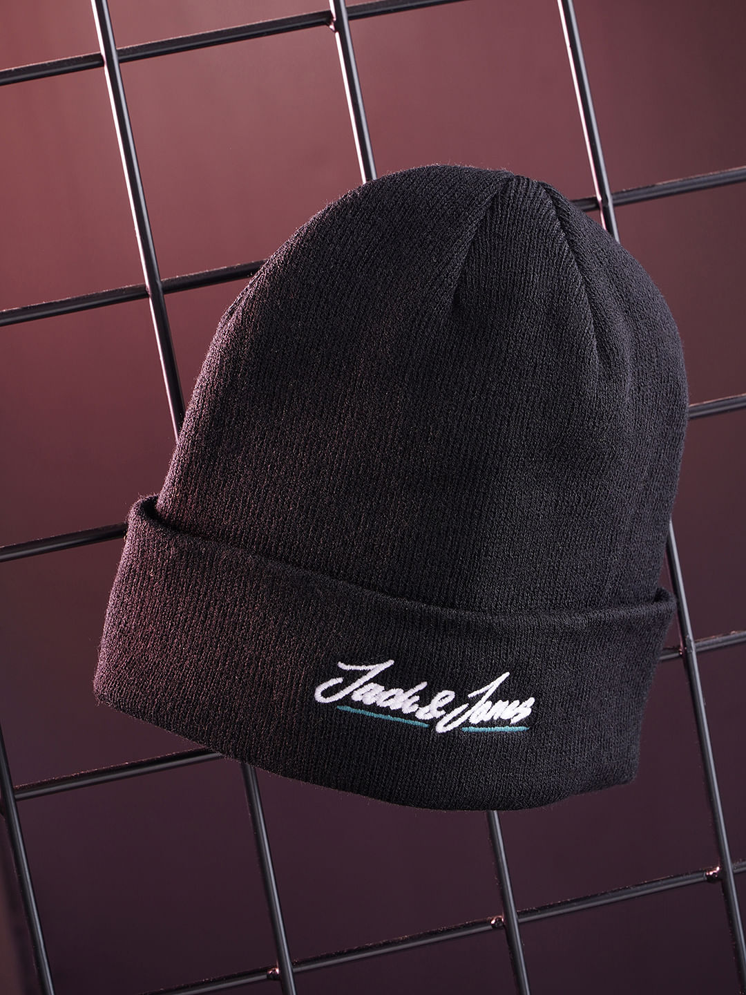 Black Logo Print Beanie - ONE