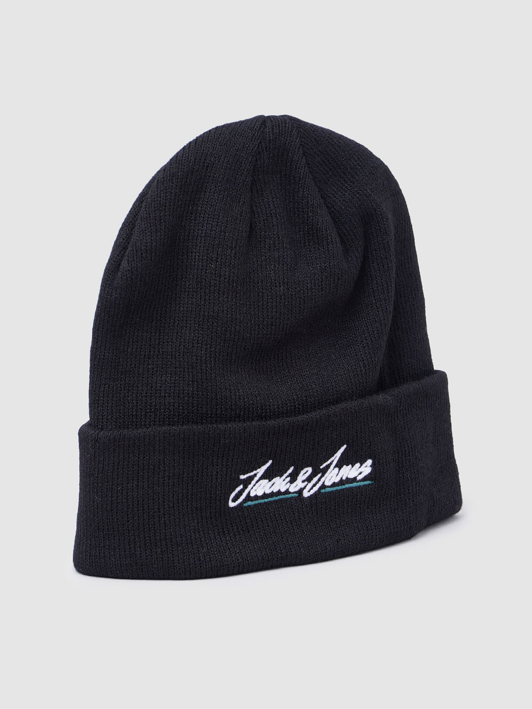 Black Logo Print Beanie