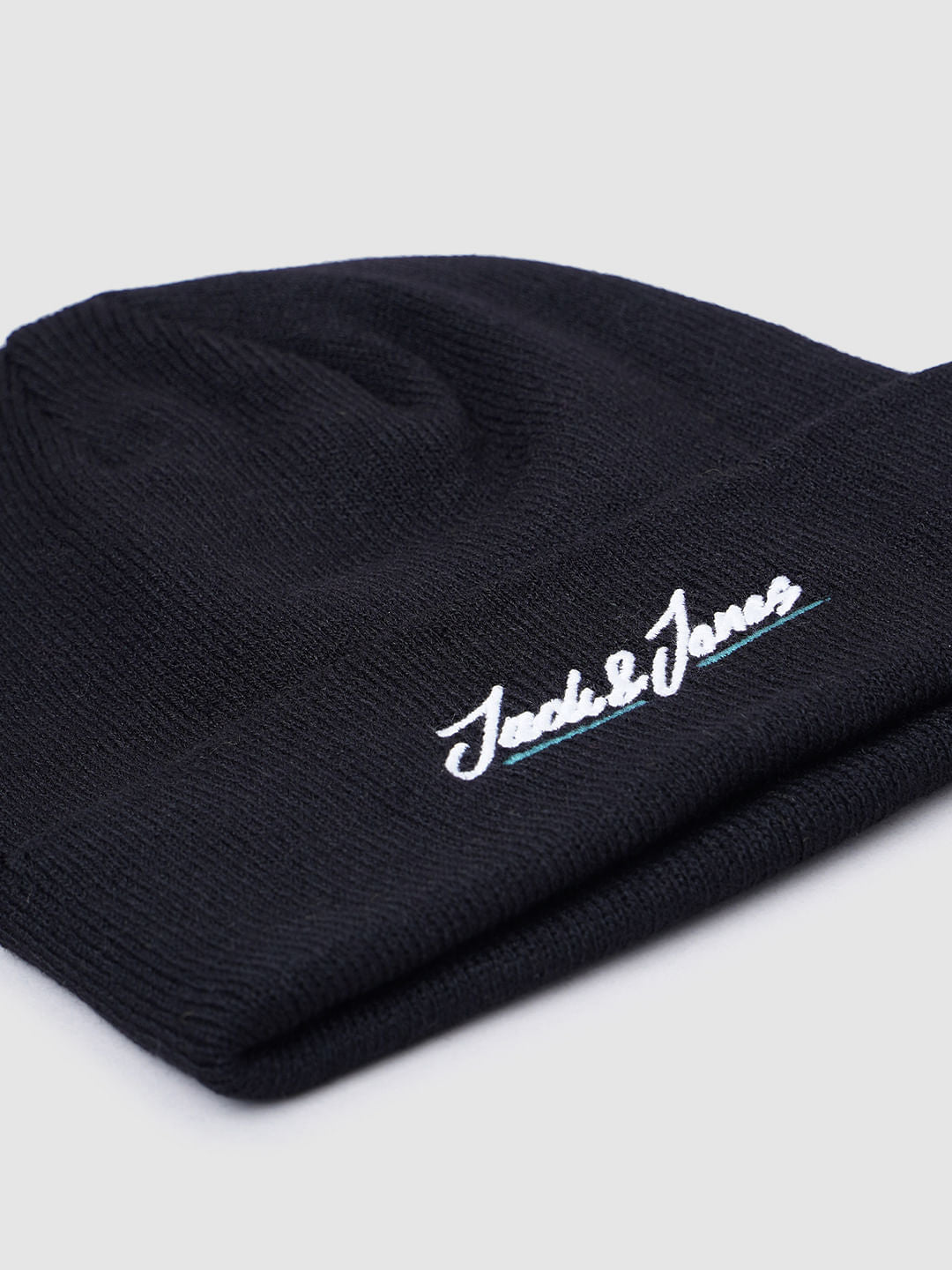Black Logo Print Beanie