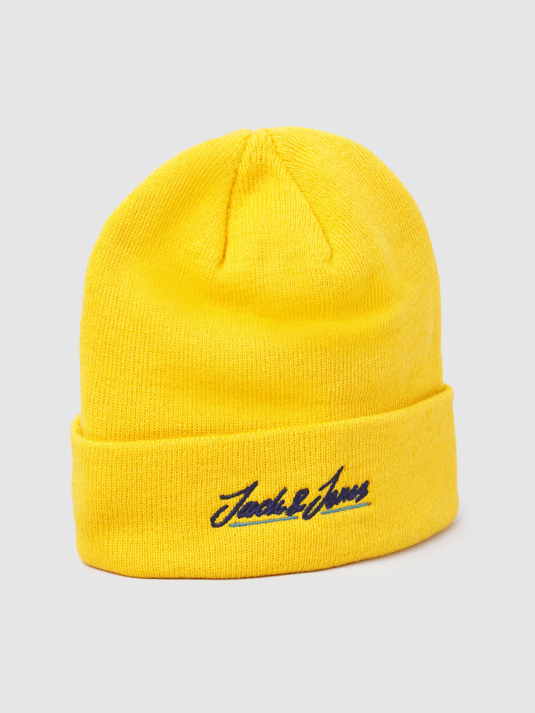 Yellow Logo Print Beanie
