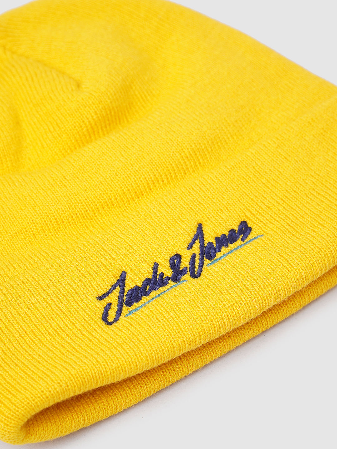 Yellow Logo Print Beanie