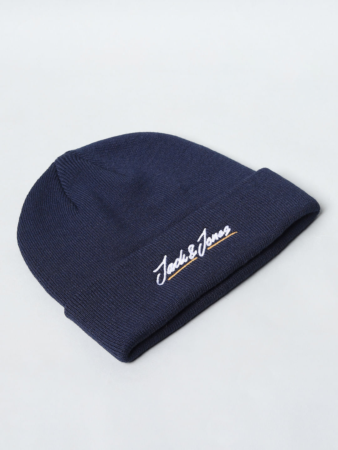 Navy Blue Logo Print Beanie