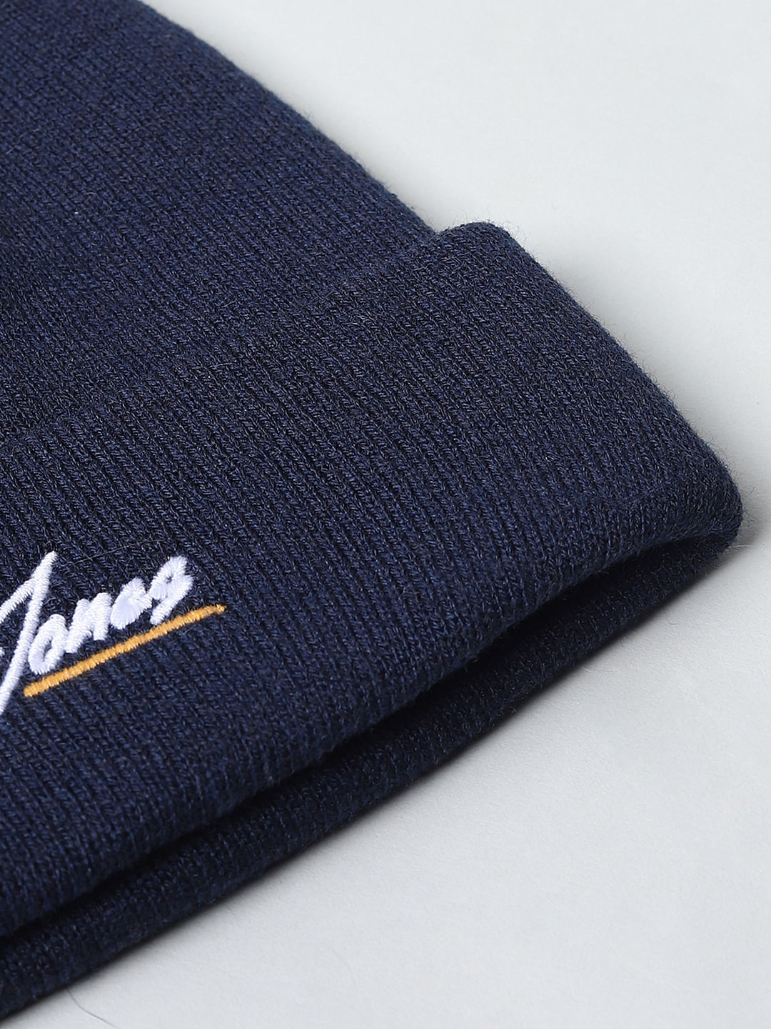 Navy Blue Logo Print Beanie