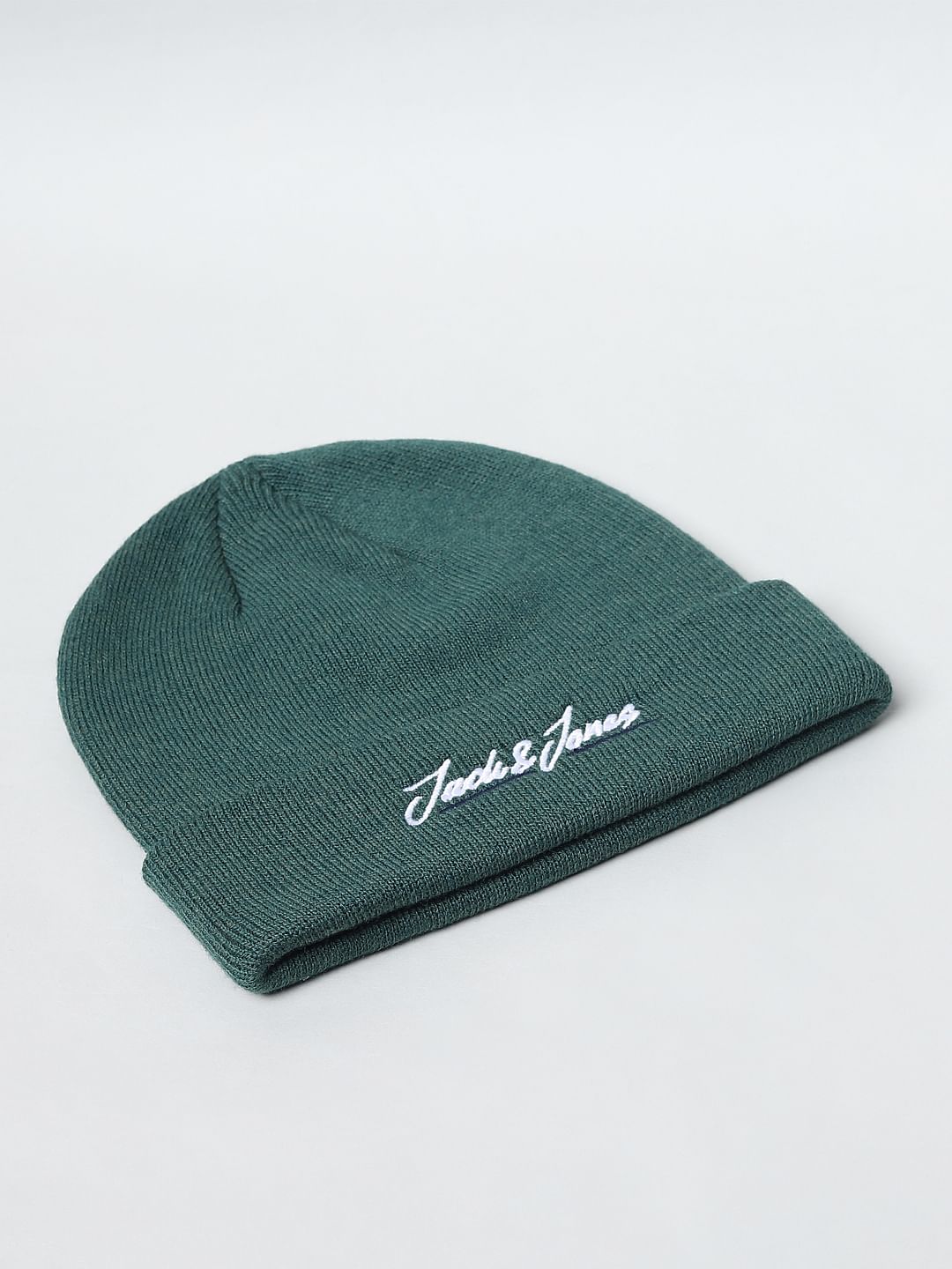 Green Logo Print Beanie