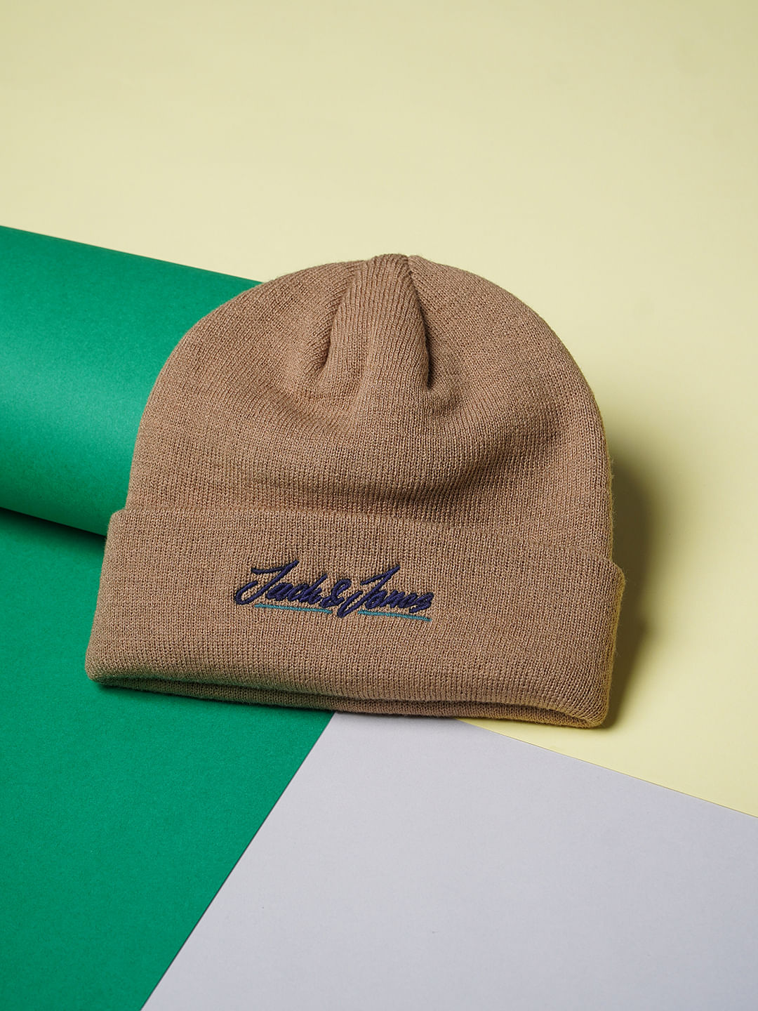 Brown Logo Print Beanie - ONE