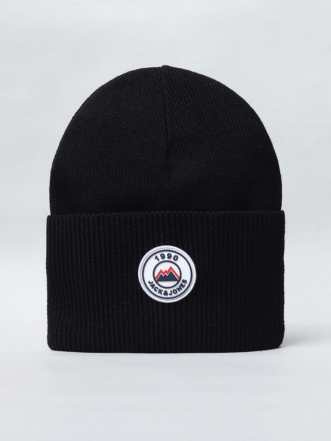 Black Logo Print Beanie