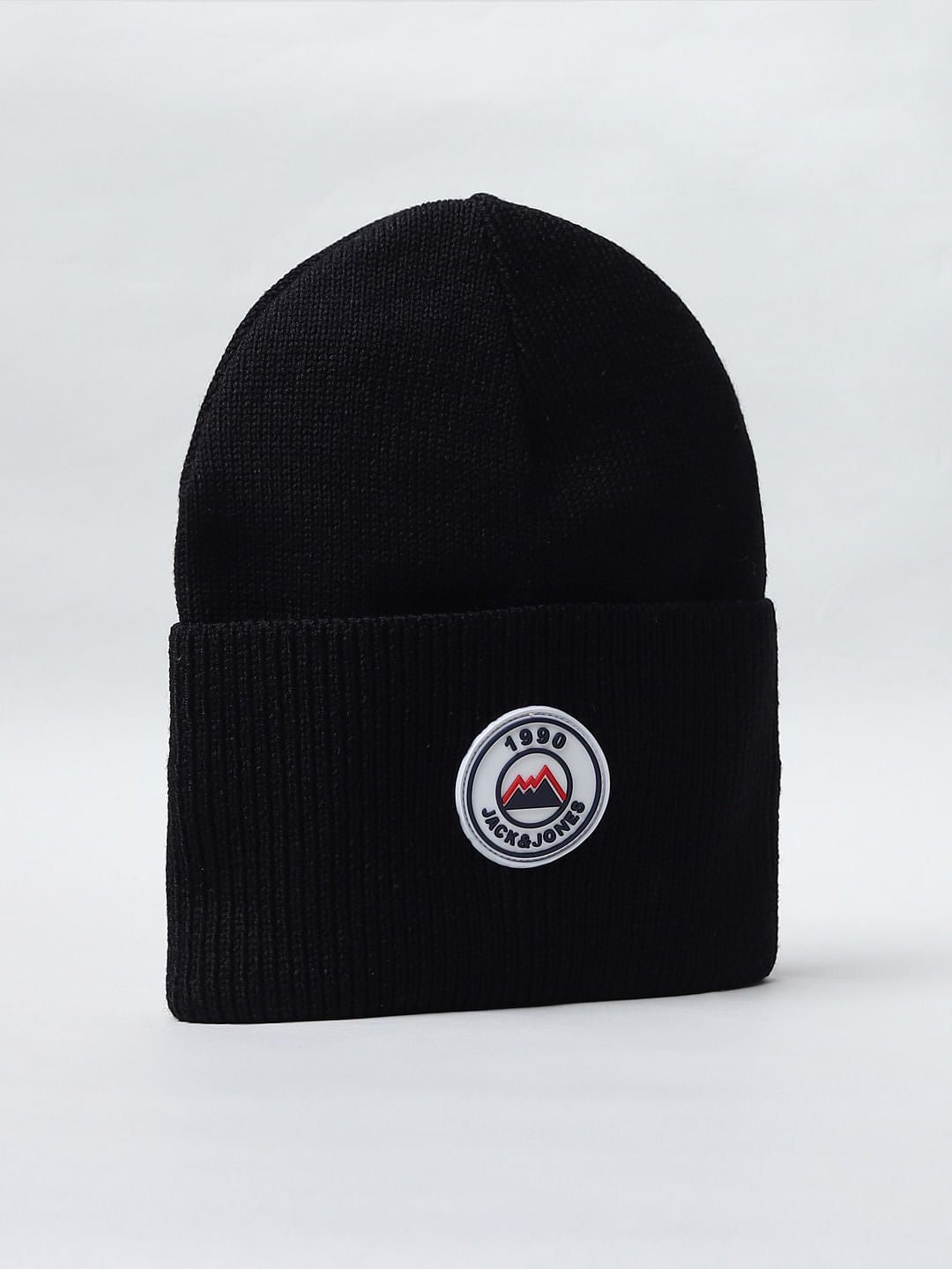 Black Logo Print Beanie