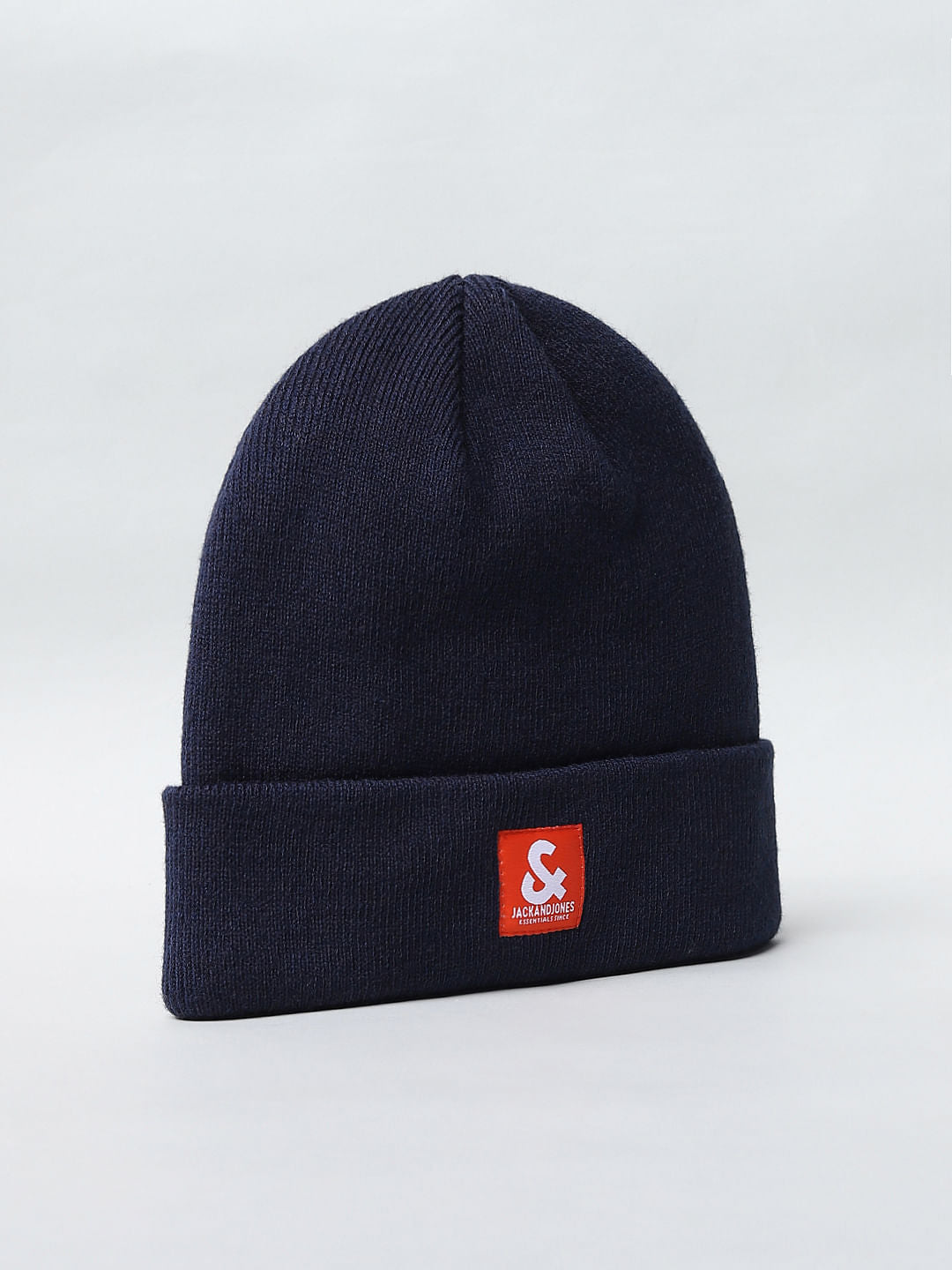 Dark Blue Logo Print Beanie