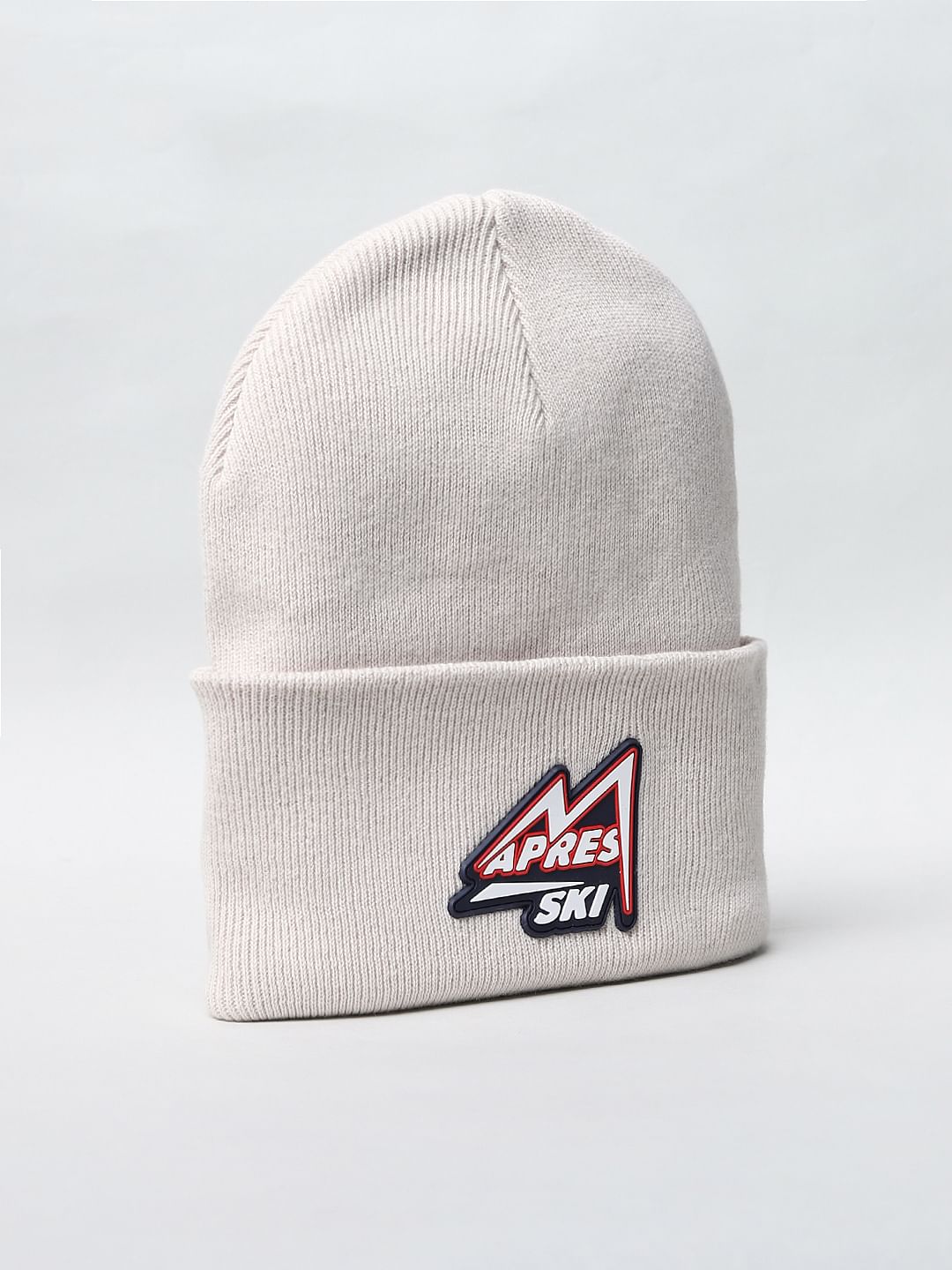 BEIGE GRAPHIC PRINT BEANIE